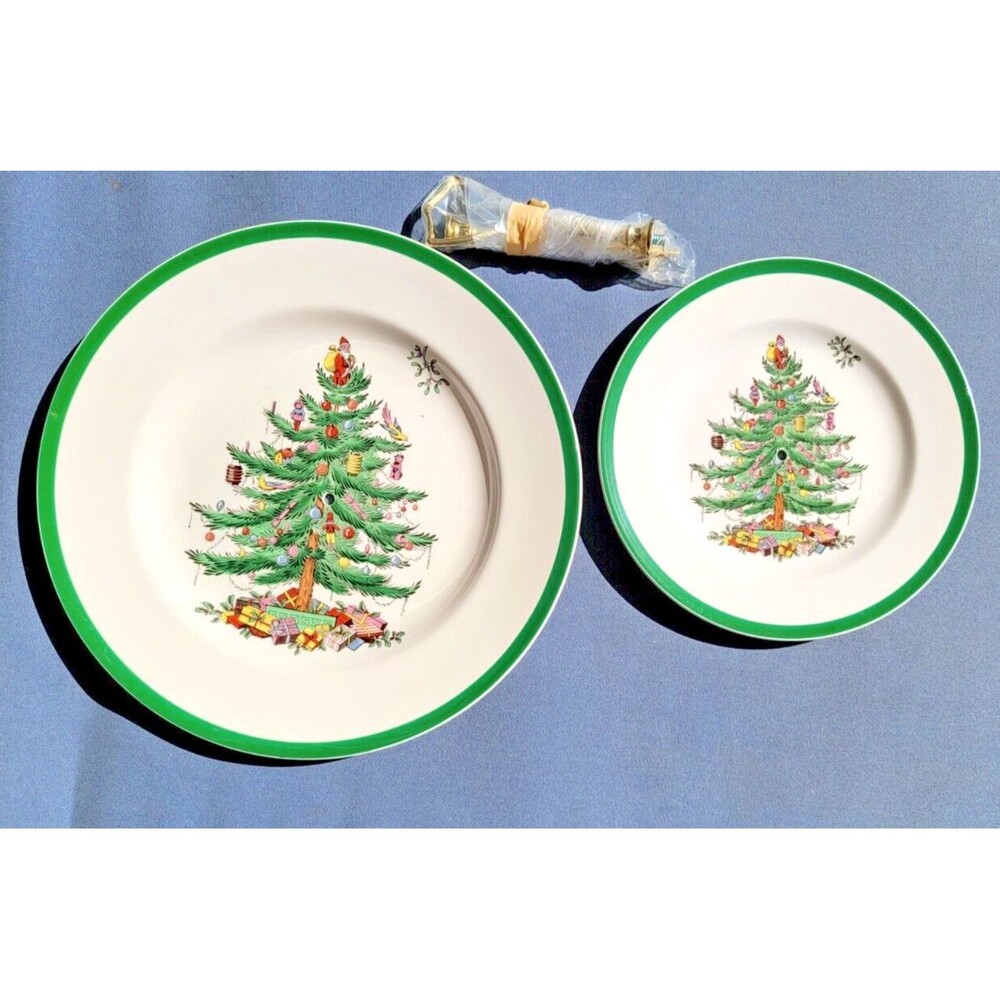 Vintage Spode Double Tier Christmas Tree Tray In Original Box Made In England